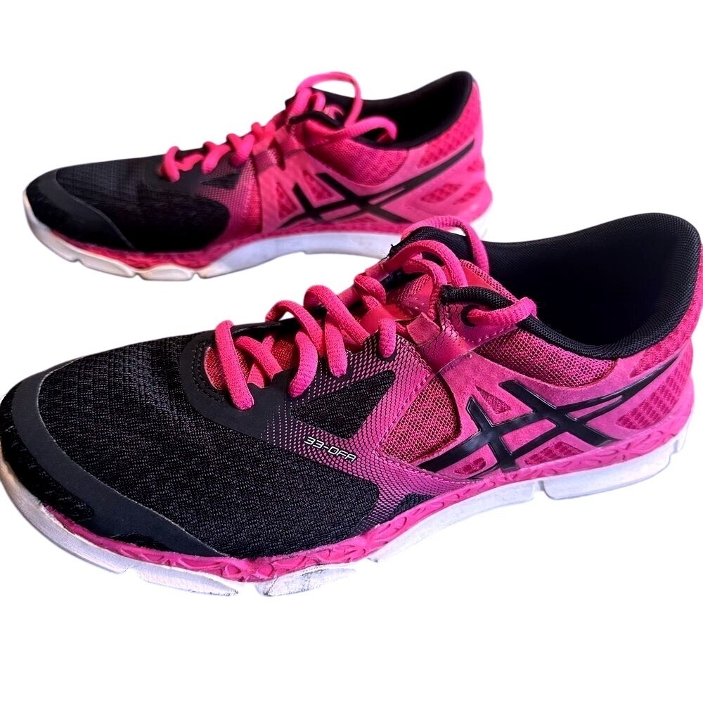 ASICS 33-DFA Womens Running Shoes Pink Black T582N Size‎ 8